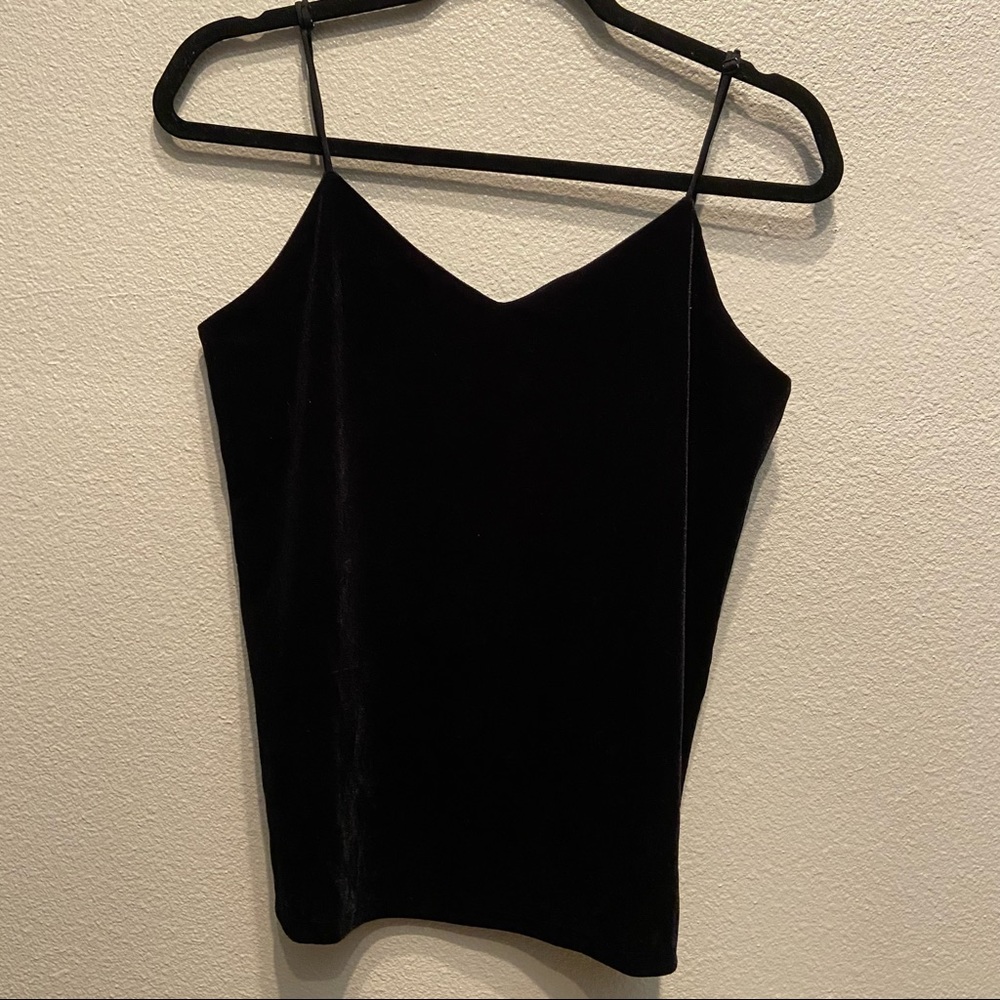 Sleeveless Velvet Black V Neck Top